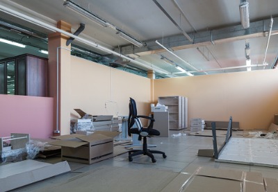 An office is seen during remodeling. Mid-Illinois Companies is a construction company in Macomb IL.