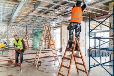 Expert commercial construction team and technicians working together on a high-scale development project site.
